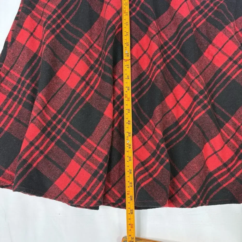Cupshe Women’s Red Plaid Midi Skirt Flared A-Line Pockets Size Small NWT - Picture 7 of 9